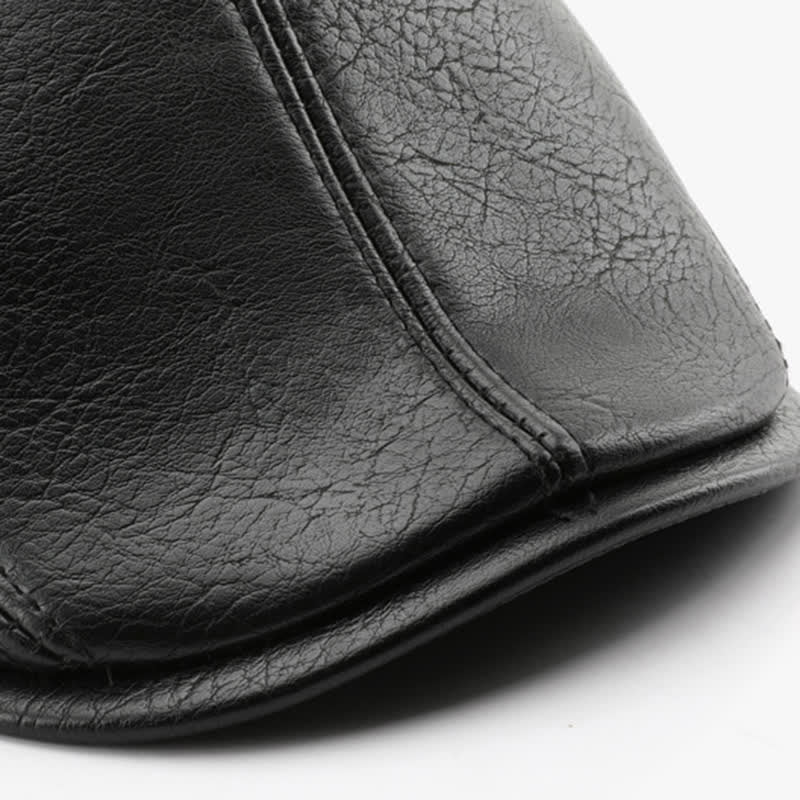 Béret en cuir style décontracté avec cache-oreilles pour l'hiver