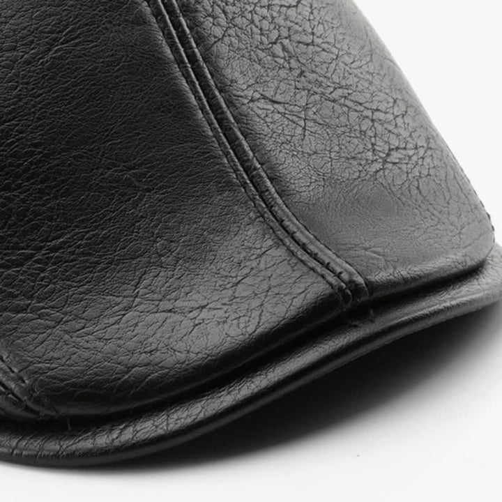 Béret en cuir style décontracté avec cache-oreilles pour l'hiver