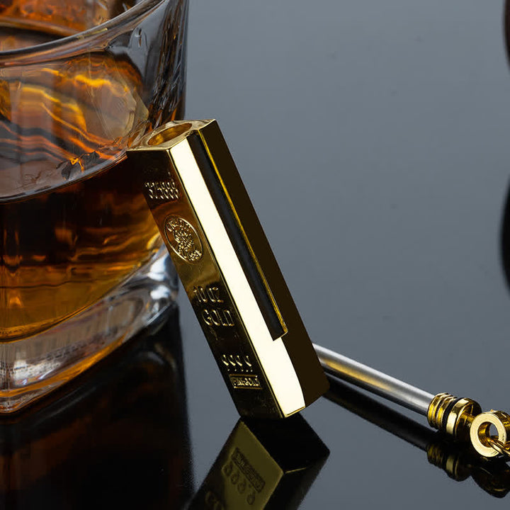 Briquet à huile rechargeable en forme de lingot d'or et de dollar