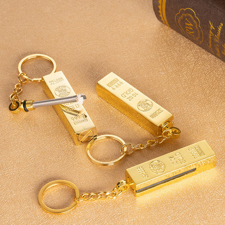 Briquet à huile rechargeable en forme de lingot d'or et de dollar