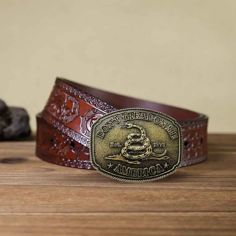 Ceinture en cuir à boucle serpent pour homme, style bronze antique, à faire soi-même