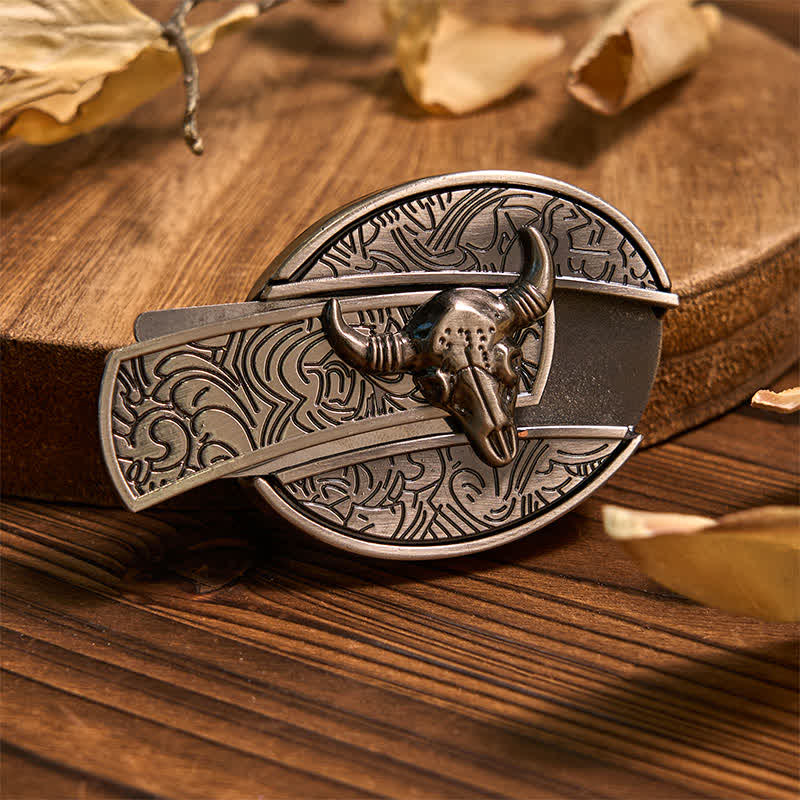 Ensemble de boucles de ceinture, pendentifs et bagues à faire soi-même, couteau caché, taureau Longhorn