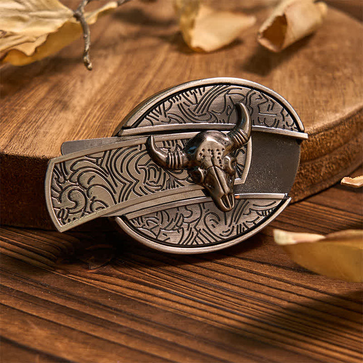 Ensemble de boucles de ceinture, pendentifs et bagues à faire soi-même, couteau caché, taureau Longhorn