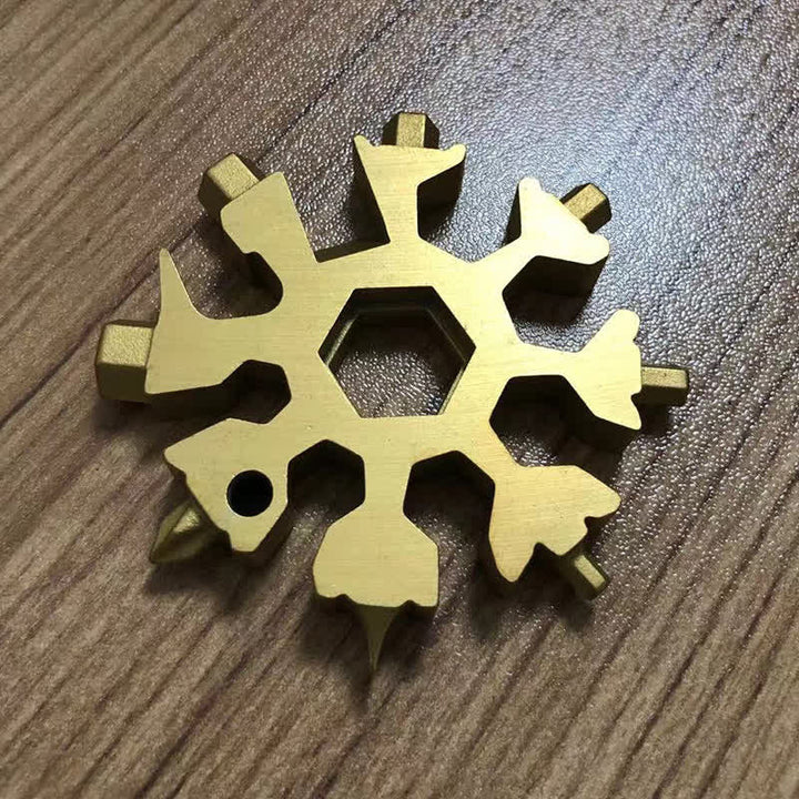 Clé multifonction 18 en 1 en forme de flocon de neige avec porte-clés