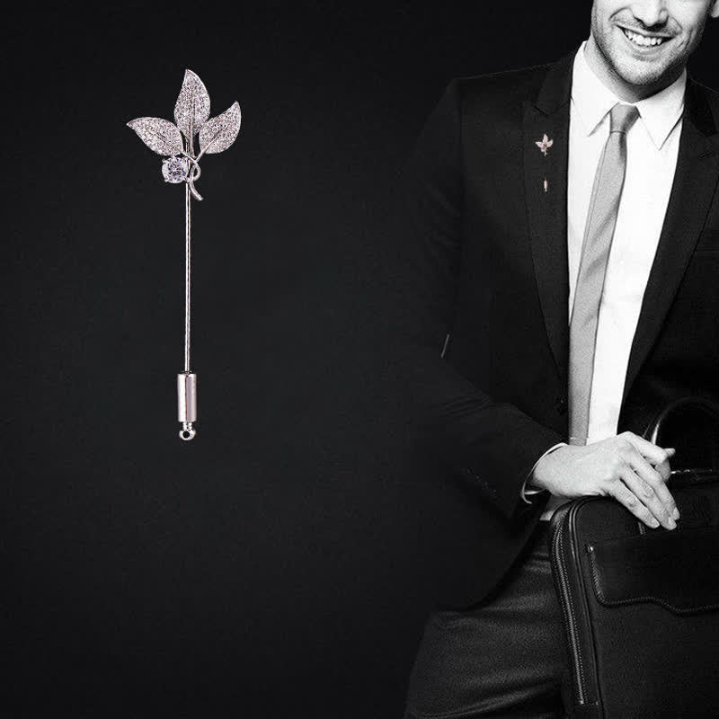 Broche à trois feuilles en cristal artificiel scintillant