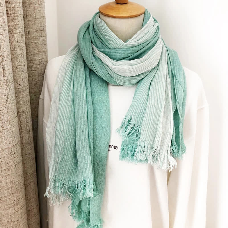 Écharpe drapée unisexe rayée en coton et lin pour le printemps et l'automne