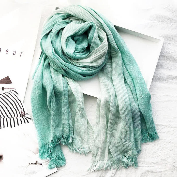 Écharpe drapée unisexe rayée en coton et lin pour le printemps et l'automne