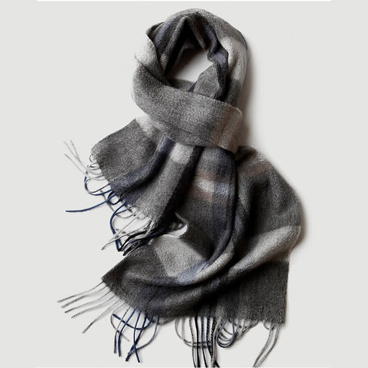 Écharpe en cachemire à carreaux assortie en trois couleurs pour homme