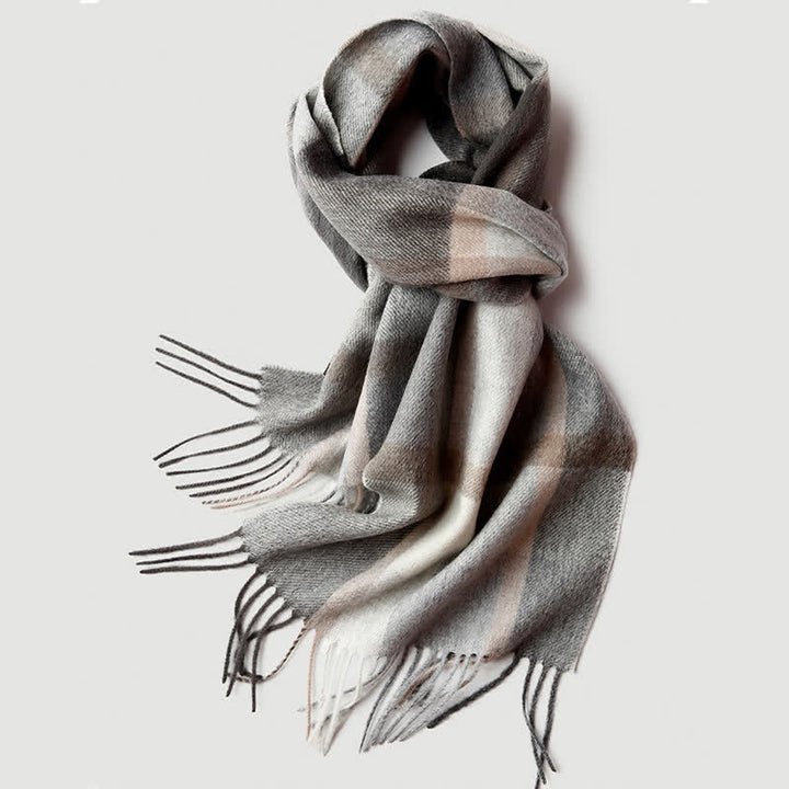 Écharpe en cachemire à carreaux assortie en trois couleurs pour homme