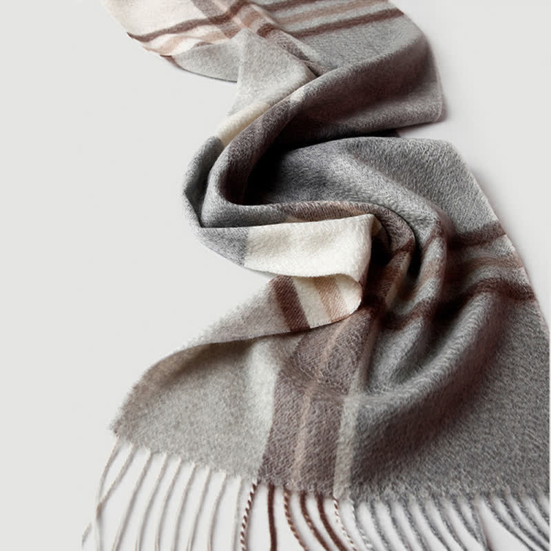 Écharpe en cachemire à carreaux assortie en trois couleurs pour homme