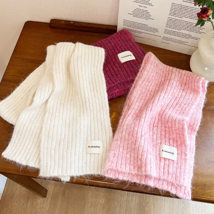 Écharpe étroite unisexe en tricot confortable de couleur unie