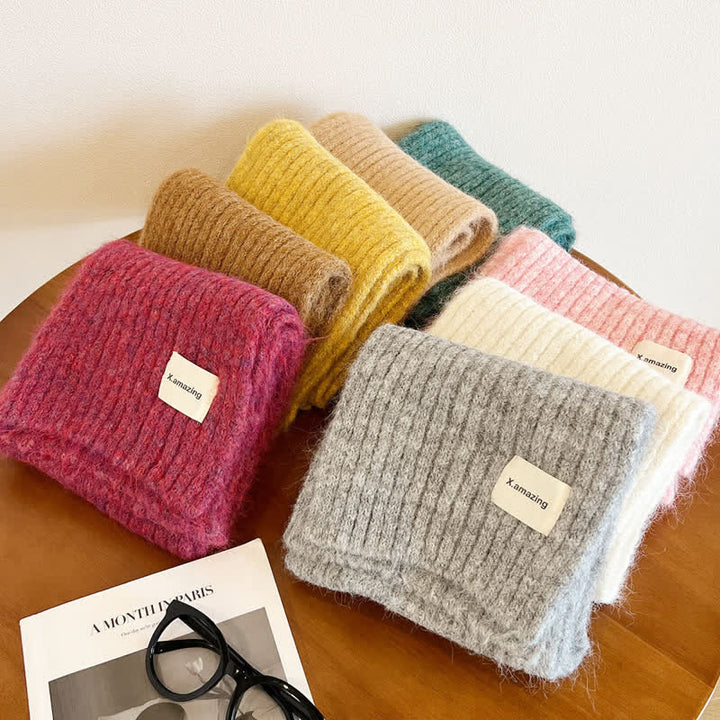 Écharpe étroite unisexe en tricot confortable de couleur unie