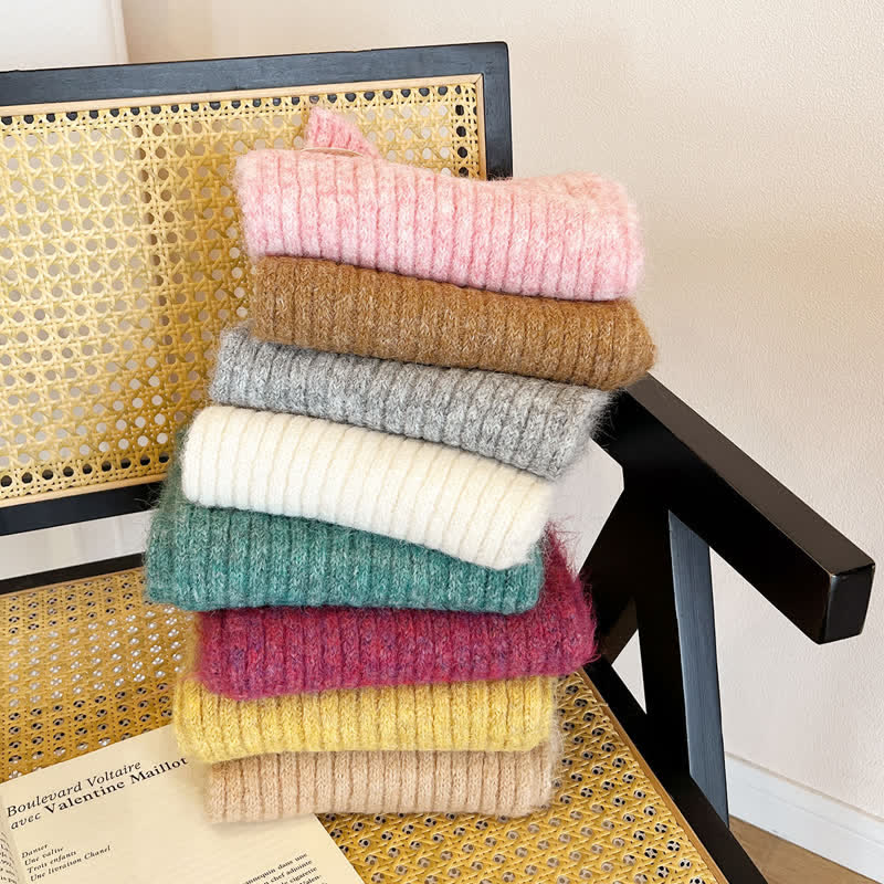 Écharpe étroite unisexe en tricot confortable de couleur unie