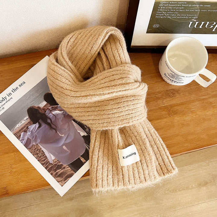 Écharpe étroite unisexe en tricot confortable de couleur unie