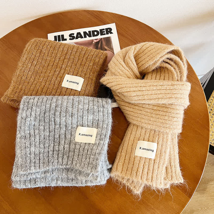 Écharpe étroite unisexe en tricot confortable de couleur unie