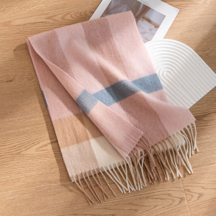 Écharpe unisexe en cachemire à motif à blocs de couleurs