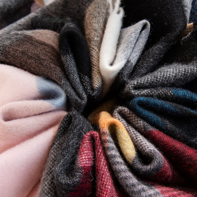 Écharpe unisexe en cachemire à motif à blocs de couleurs