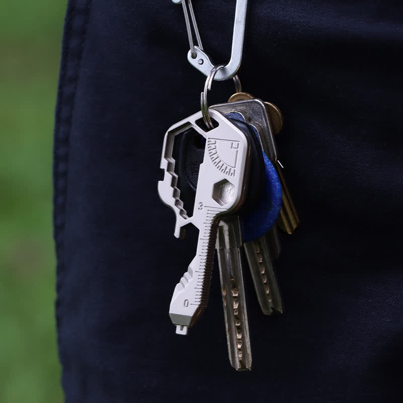 Mini utilitaire 11 en 1 porte-clés en forme de clé pour outils courants