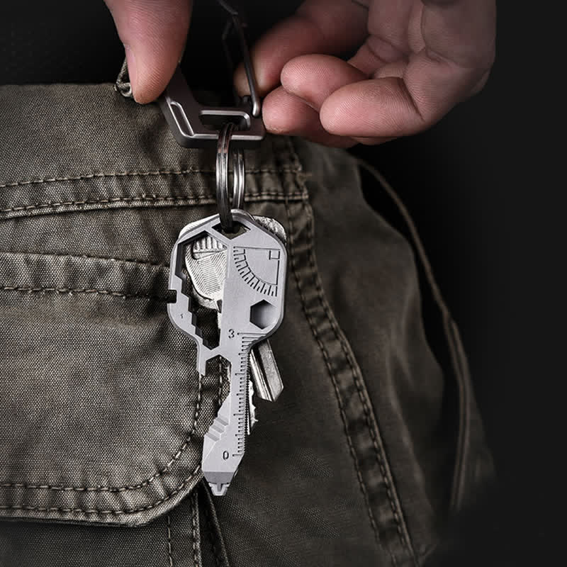 Mini utilitaire 11 en 1 porte-clés en forme de clé pour outils courants