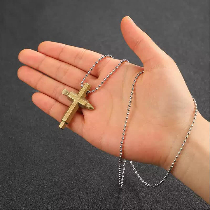 Collier pendentif porte-clés tournevis EDC en croix