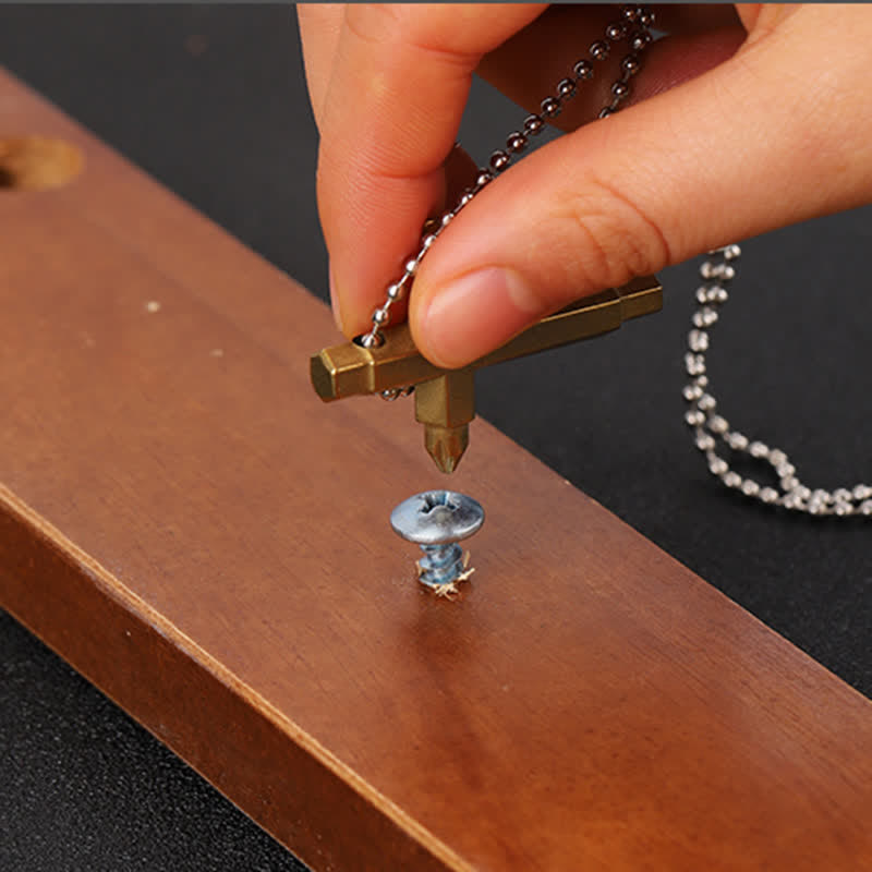 Collier pendentif porte-clés tournevis EDC en croix