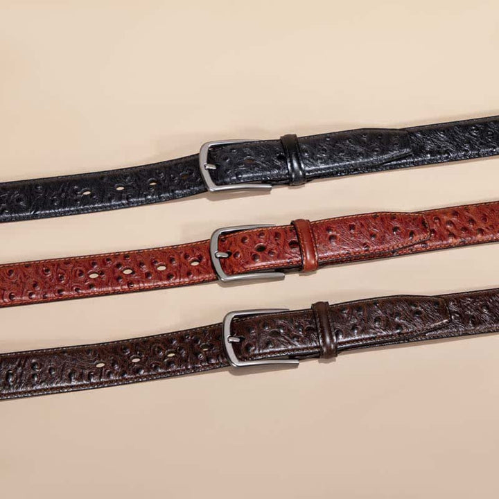 Ceinture en cuir d'alligator à motif crocodile exotique
