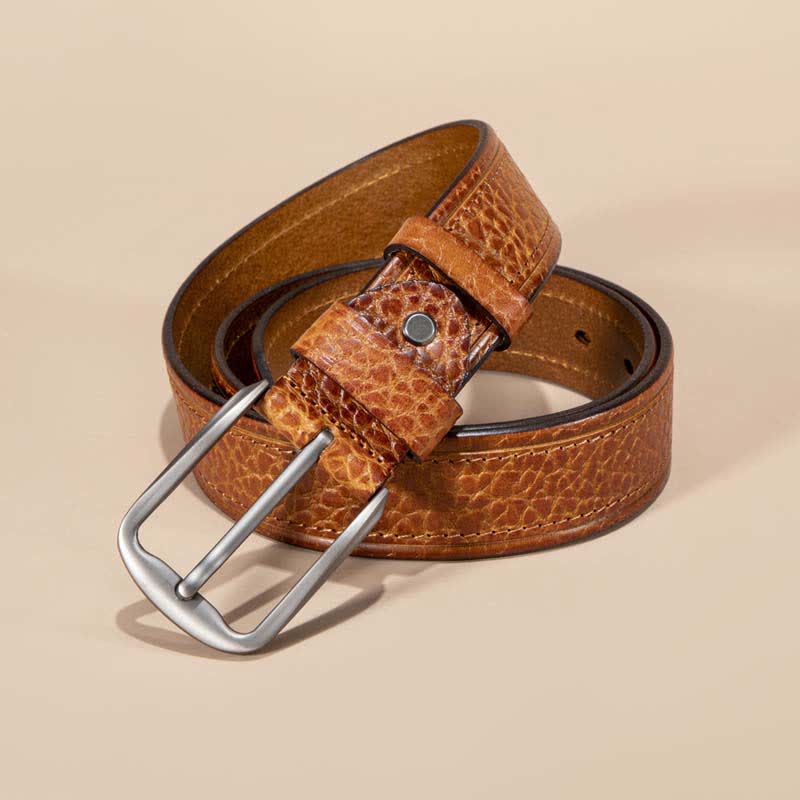 Ceinture décontractée en cuir de vachette avec motif peau de serpent
