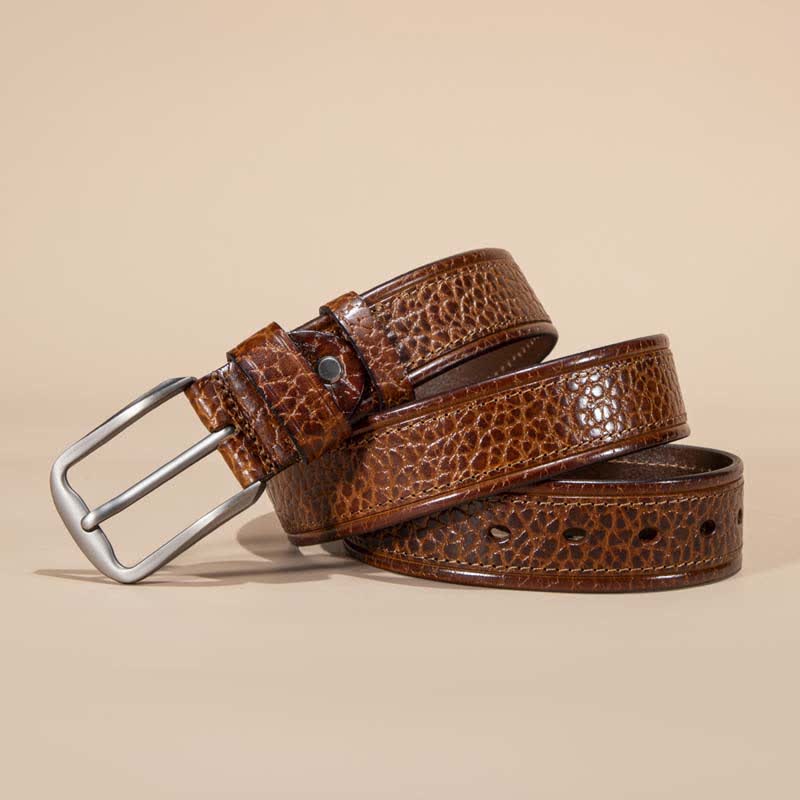 Ceinture décontractée en cuir de vachette avec motif peau de serpent