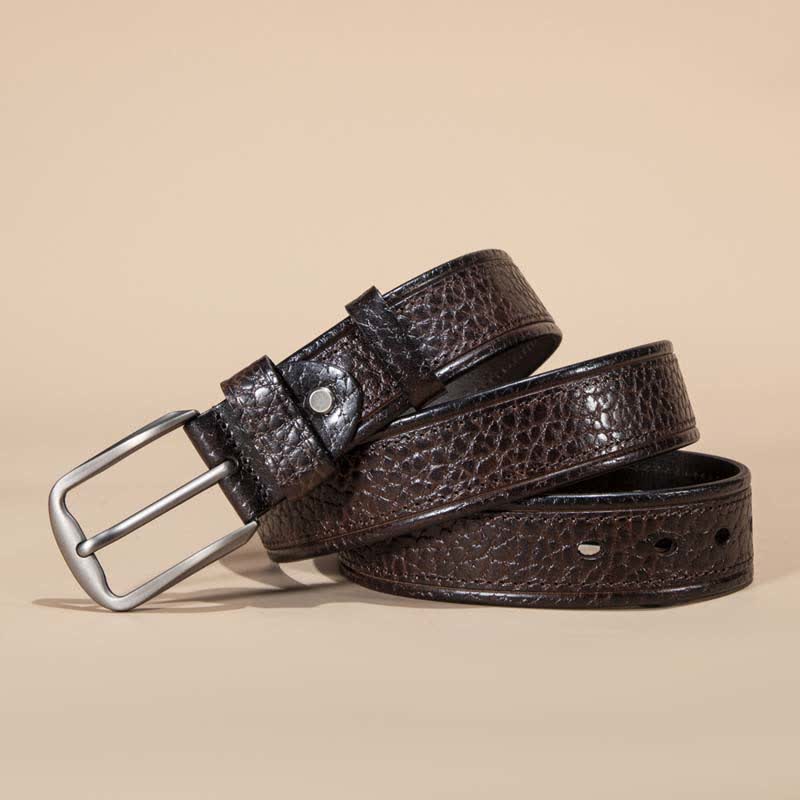Ceinture décontractée en cuir de vachette avec motif peau de serpent