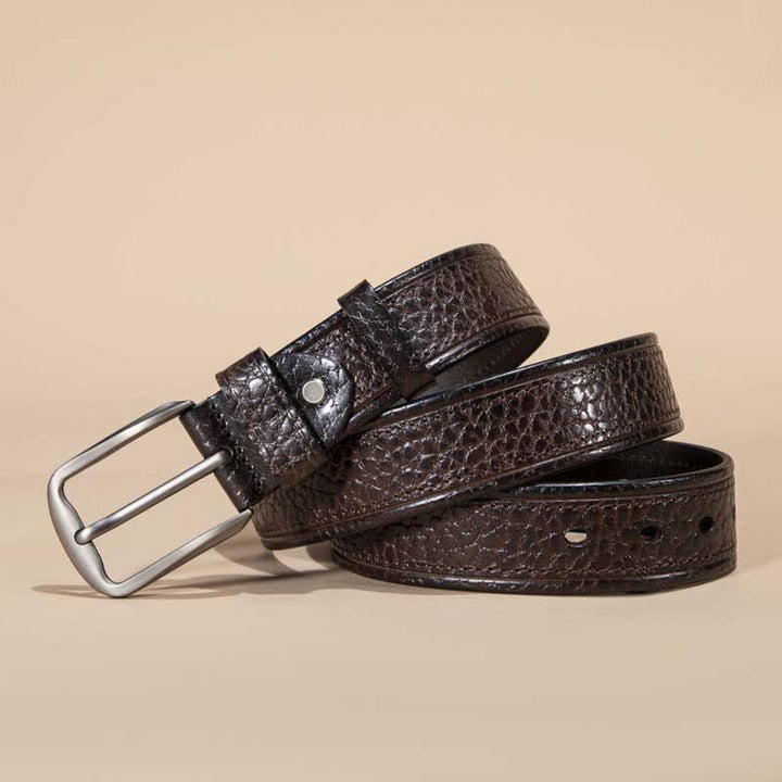 Ceinture décontractée en cuir de vachette avec motif peau de serpent