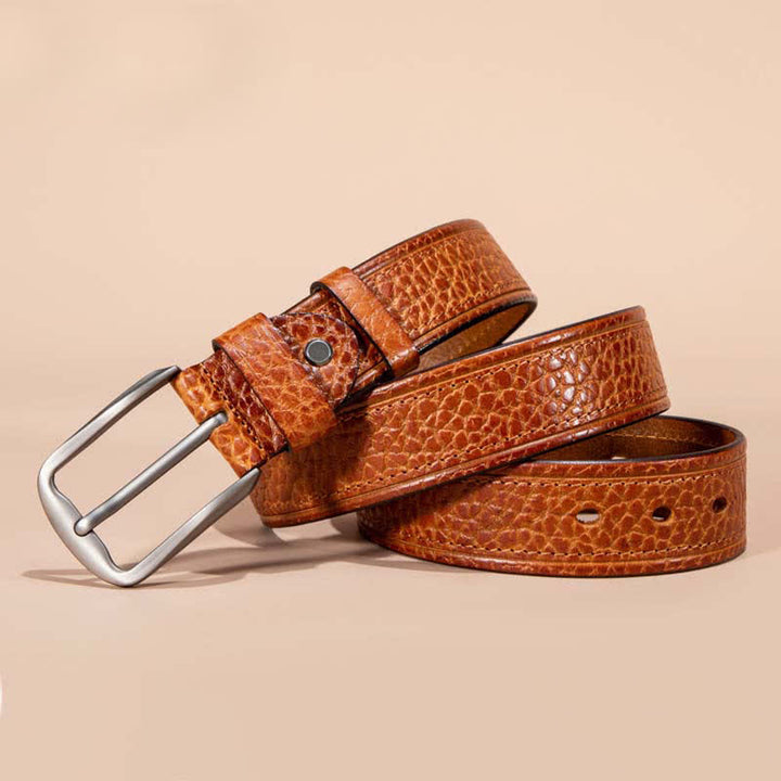 Ceinture décontractée en cuir de vachette avec motif peau de serpent