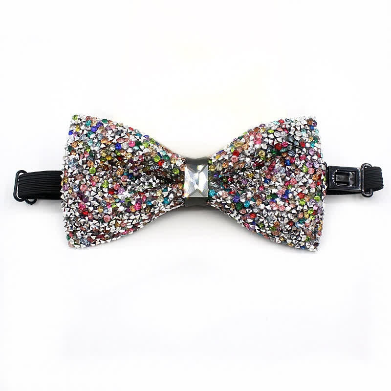 Nœud papillon de fête pour homme avec pierres brillantes multicolores