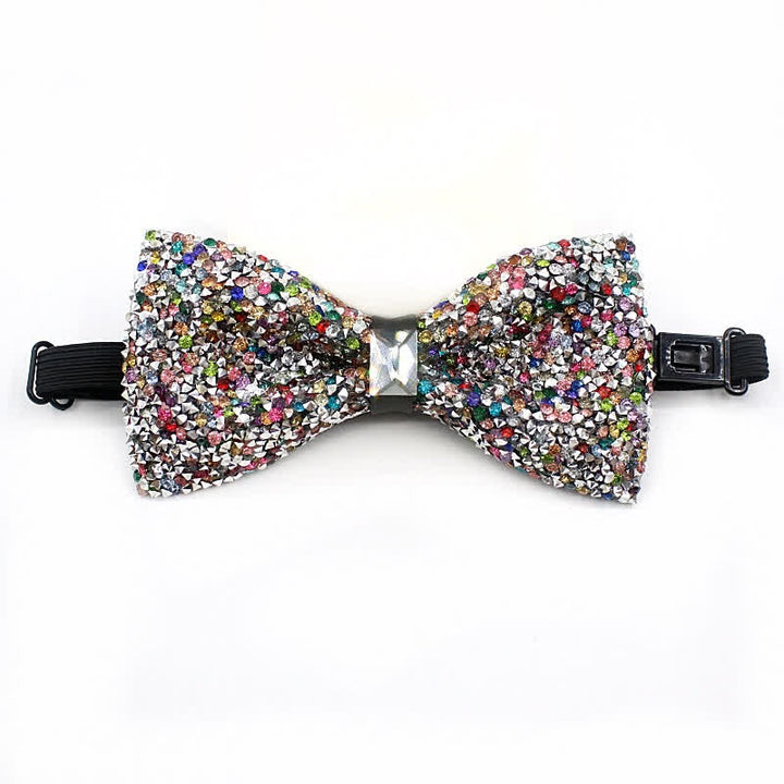 Nœud papillon de fête pour homme avec pierres brillantes multicolores