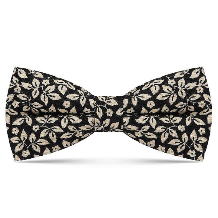 Nœud papillon en coton à motif de feuilles blanches subtiles pour homme