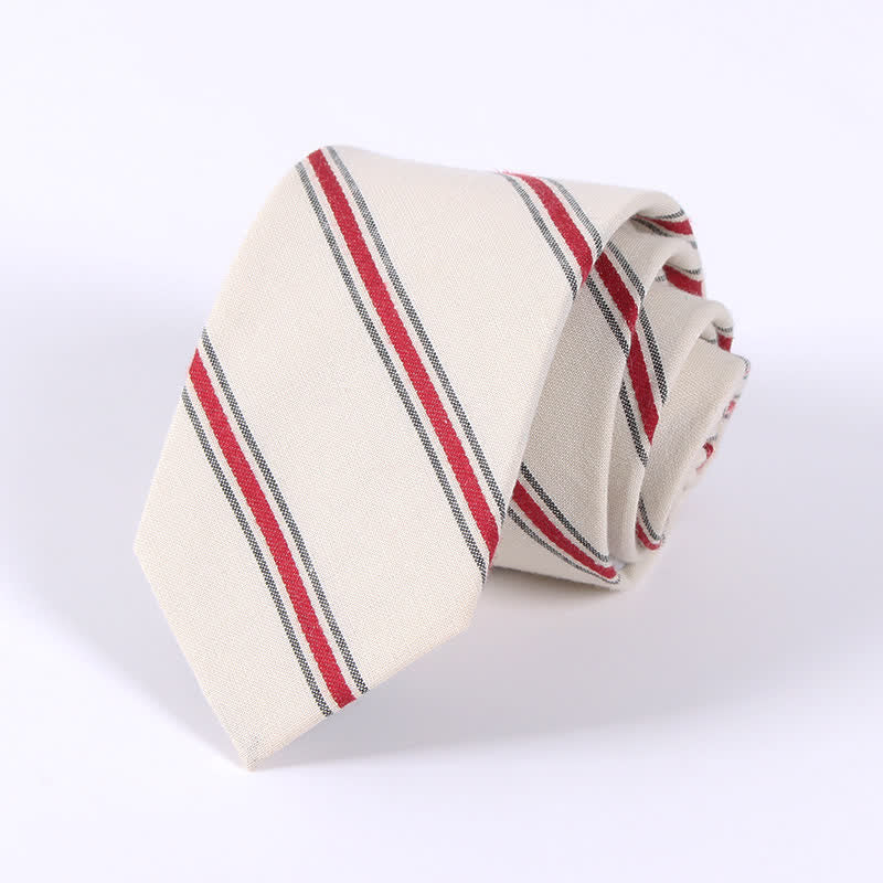 Cravate fine en coton à motif écossais et rayures fraîches pour hommes