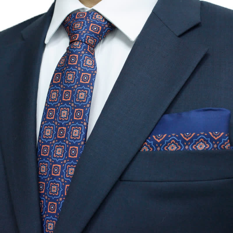 Lot de 2 cravates et mouchoirs à motif cachemire géométrique pour homme - image 2