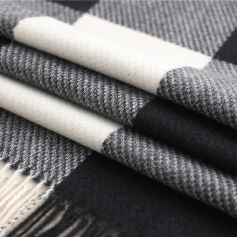 Écharpe unisexe à franges et rayures pour l'hiver