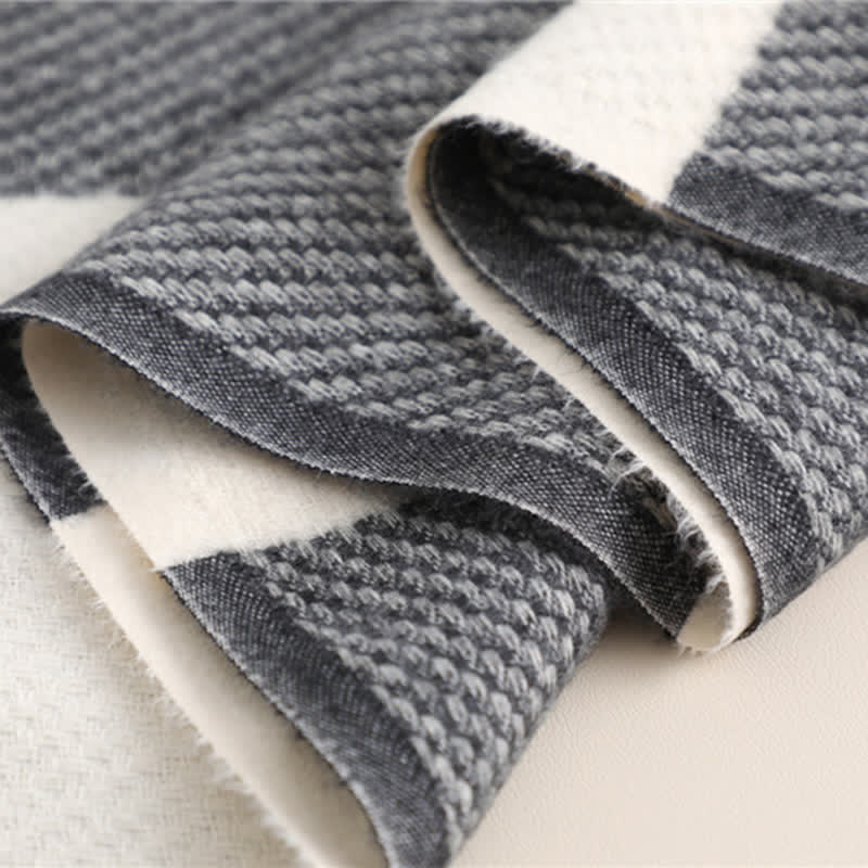 Écharpe unisexe à franges et rayures pour l'hiver