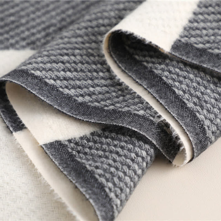 Écharpe unisexe à franges et rayures pour l'hiver