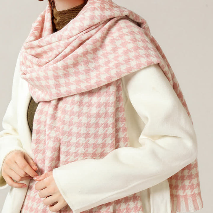 Écharpe unisexe classique en imitation cachemire à motif pied-de-poule