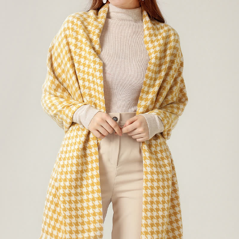 Écharpe unisexe classique en imitation cachemire à motif pied-de-poule