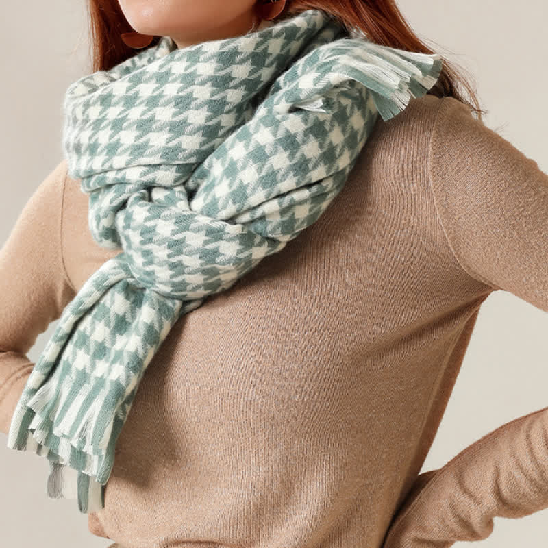 Écharpe unisexe classique en imitation cachemire à motif pied-de-poule