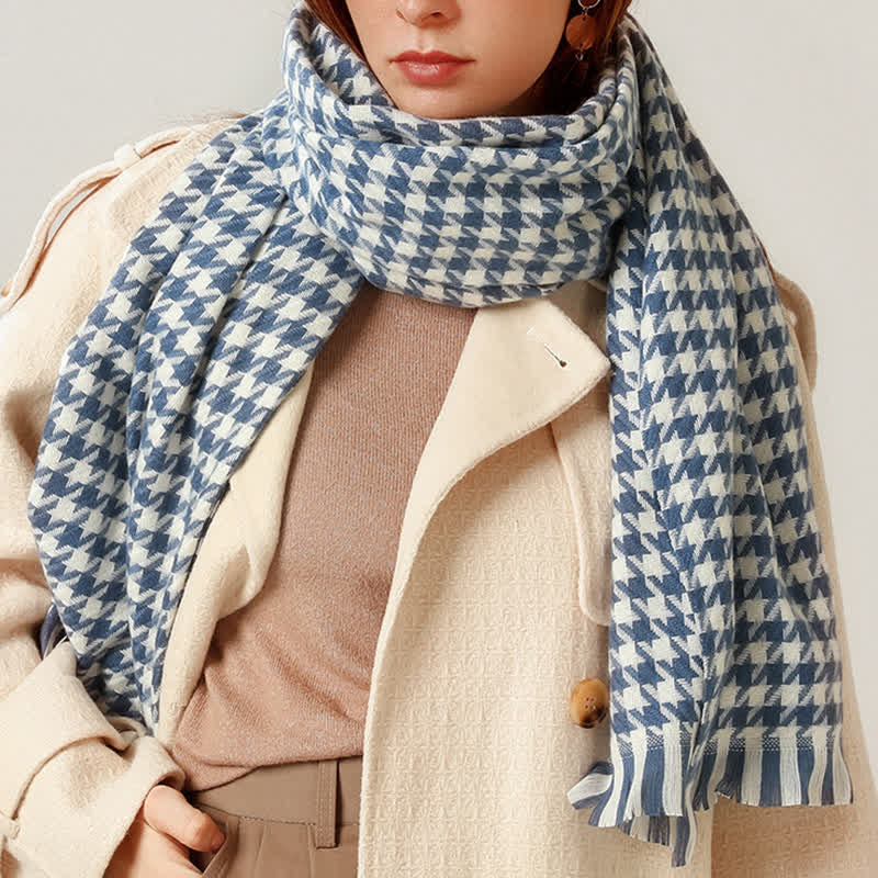 Écharpe unisexe classique en imitation cachemire à motif pied-de-poule