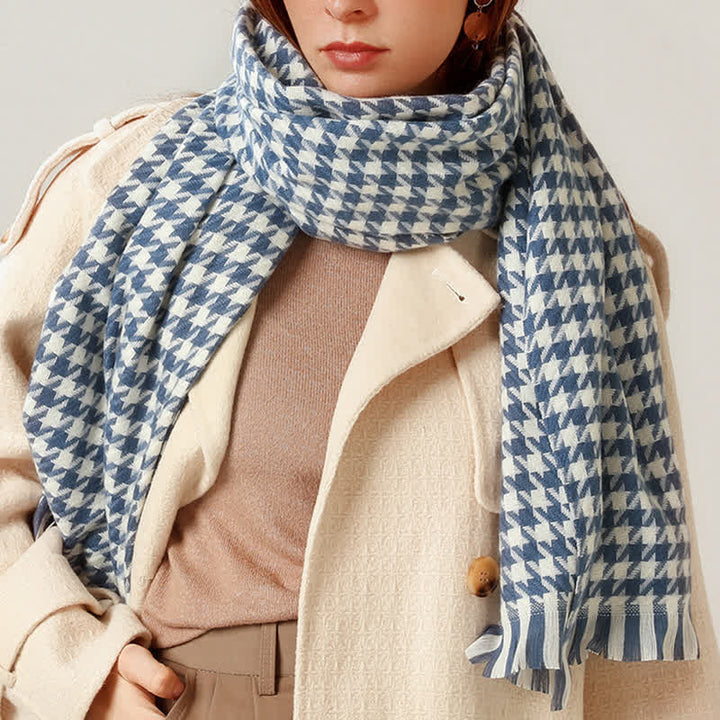 Écharpe unisexe classique en imitation cachemire à motif pied-de-poule