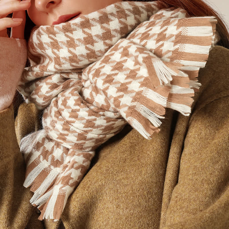 Écharpe unisexe classique en imitation cachemire à motif pied-de-poule