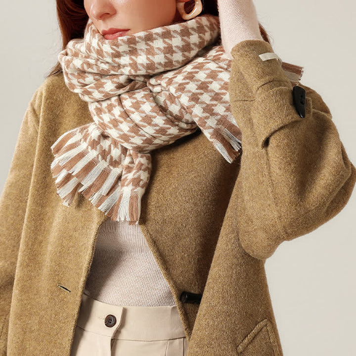 Écharpe unisexe classique en imitation cachemire à motif pied-de-poule