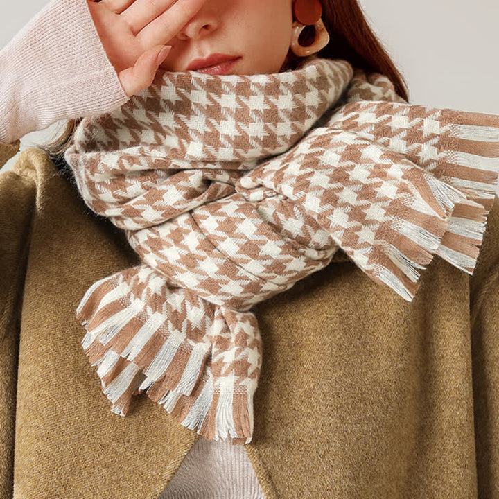 Écharpe unisexe classique en imitation cachemire à motif pied-de-poule
