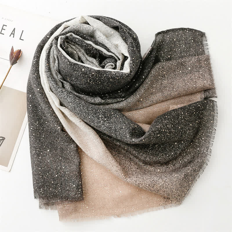 Écharpe fine élégante à imprimé feuille pour femme avec dégradé de couleurs