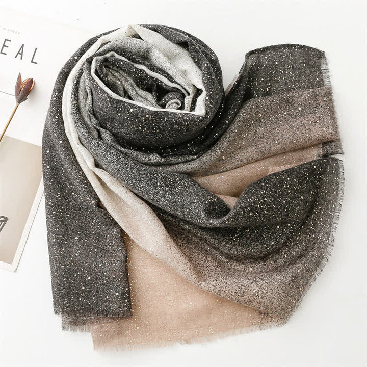 Écharpe fine élégante à imprimé feuille pour femme avec dégradé de couleurs