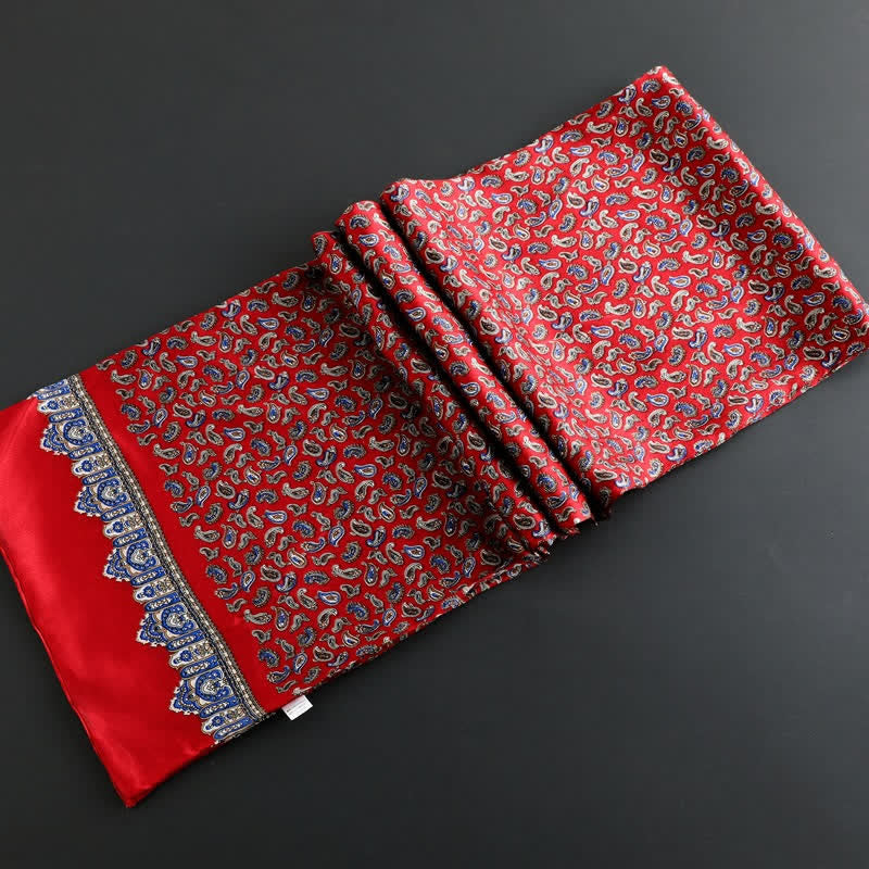 Écharpe longue en pure soie de luxe en crêpe satin pour homme